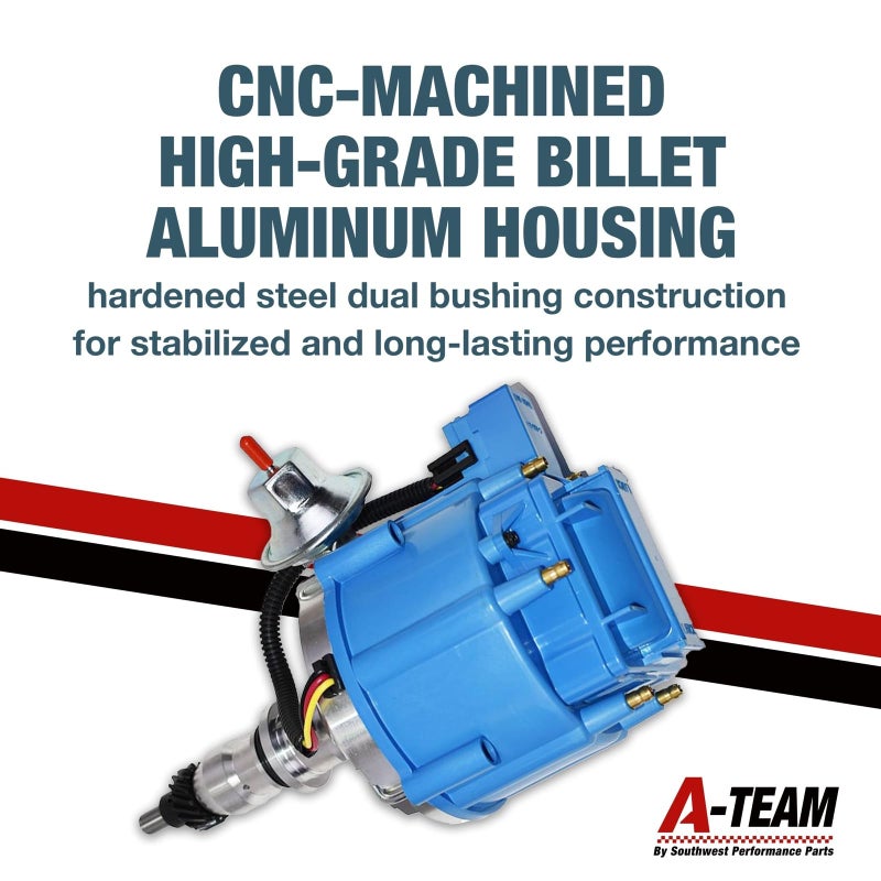 A-Team Performance HEI Inline 6 Distributor - Blue, 65K Spark & One-Wire Distributor - Billet Aluminum & Performance Ignition Coil - Electronic Ignition Compatible with Ford F100-F250, E100-E150 - Image 5